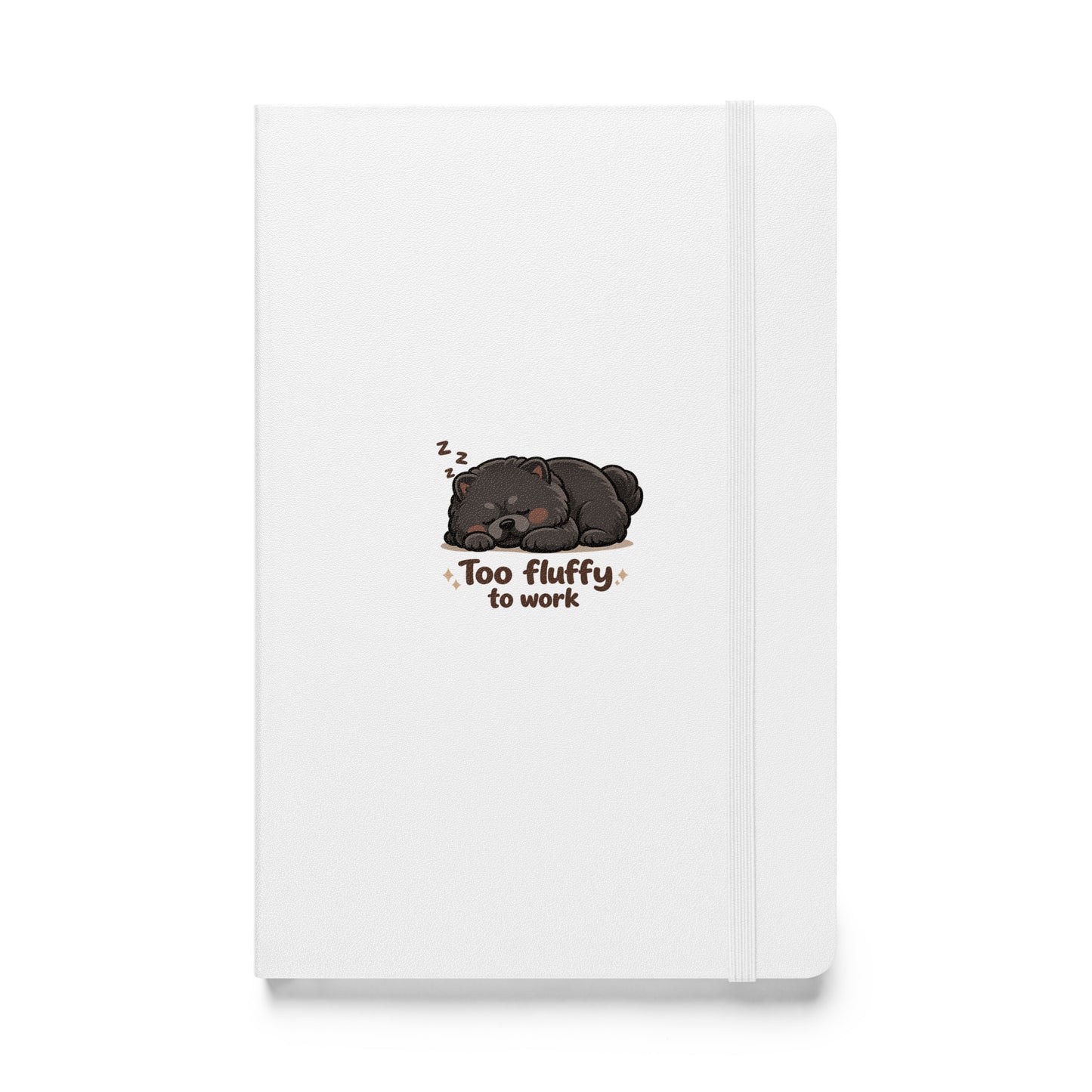 Carnet rigide avec illustration de Chow Chow noir kawaii, parfait pour la prise de notes, le journaling et une papeterie minimaliste et esthétique.