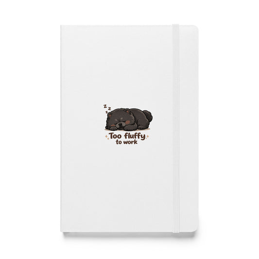 Carnet rigide avec illustration de Chow Chow noir kawaii, parfait pour la prise de notes, le journaling et une papeterie minimaliste et esthétique.